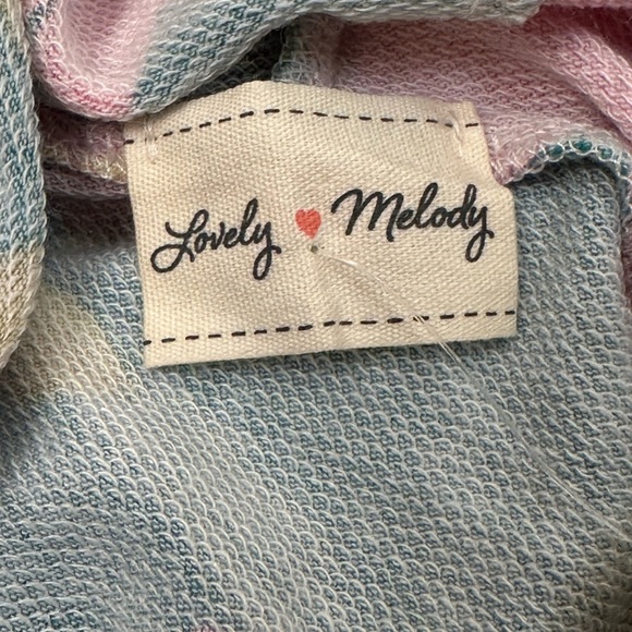 Lovely Melody M Floral Lace‎ Sleeve Hoodie Medium Blue Pink Boho Cottagecore - Picture 7 of 8